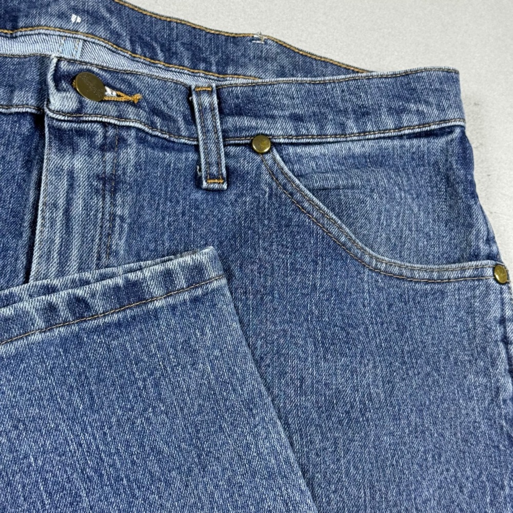 Wrangler Mens Five Pocket Straight Leg Denim Jeans Blue Medium Wash 36x32